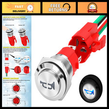 Heavy Duty 16MM Metal Horn Switch - 12V 20A Momentary Push Button with Blue LED