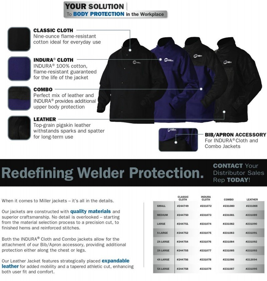 Miller 258097 Indura Cloth Welding Jacket Size Medium | eBay