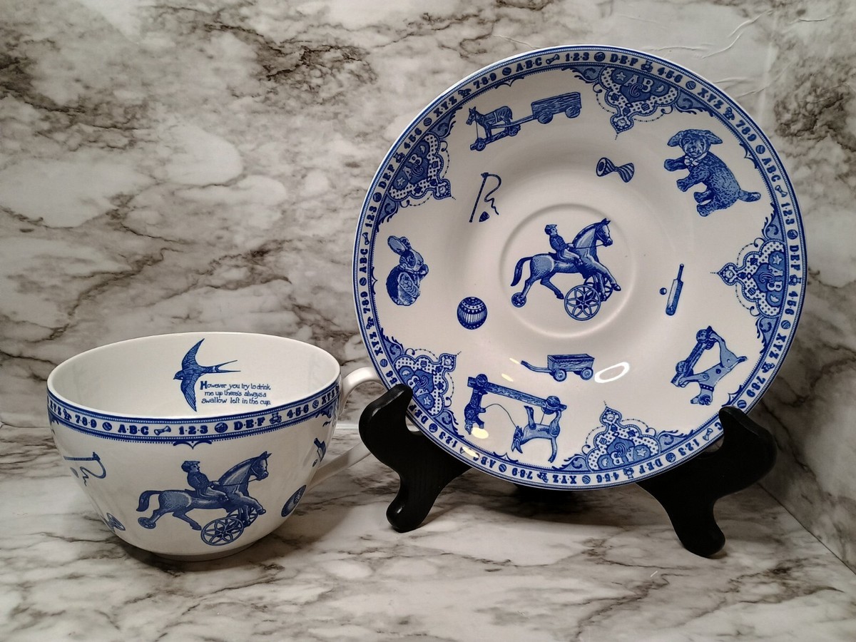 Vintage Spode Edwardian Childhood Blue Room Large Latte Cup And