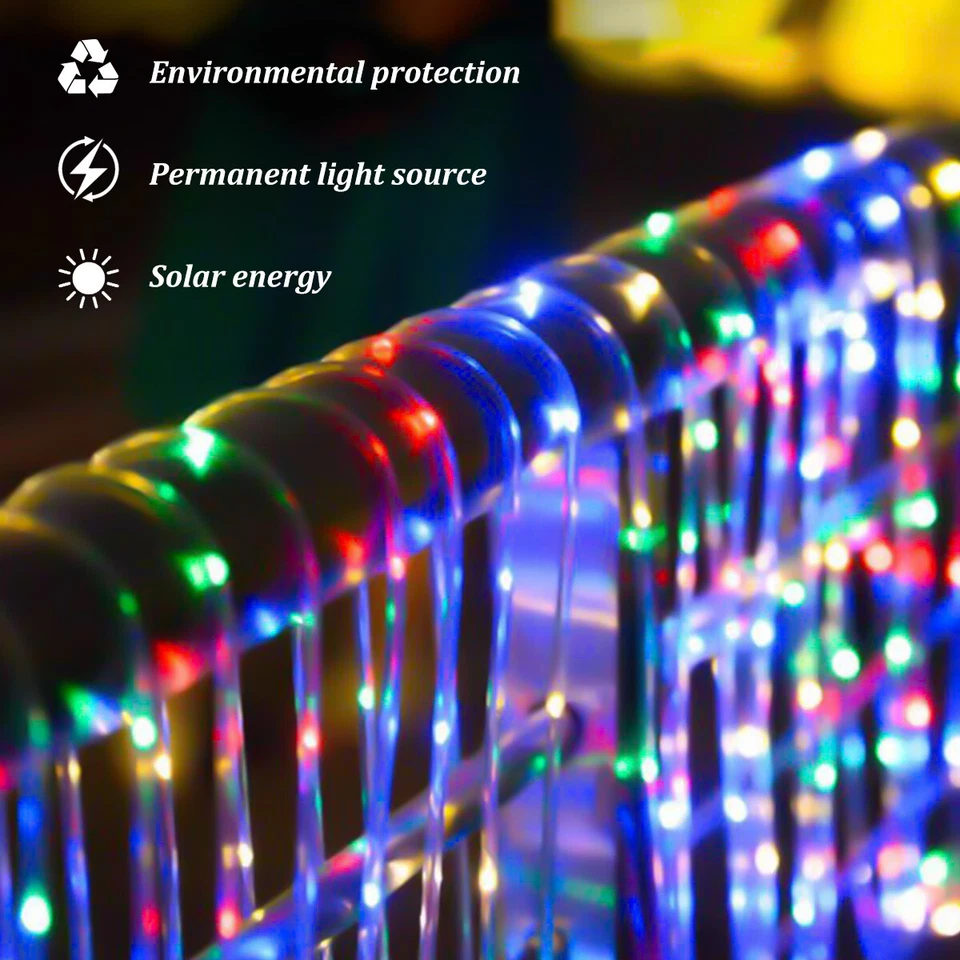33/66FT Solar LED Rope String Lights for Indoor Outdoor Party Christmas Decor - Image 3 of 4