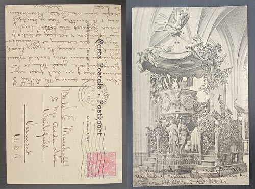 1919 Netherlands Postcard-Cathedral Pulpit 5c Stamp cd Gravenhage-Waitsfield - Picture 1 of 3