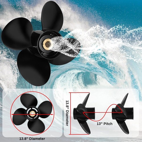 13.8 x 13 Outboard Propeller Fits Mercury 40-140HP 15 Spline Tooth 4 Blades , RH - Picture 6 of 7
