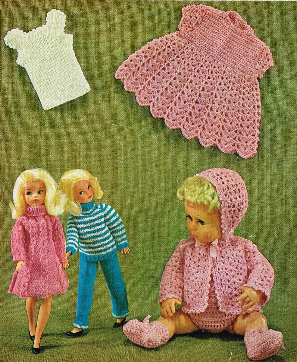 Dolls clothes knitting crochet pattern 12 14