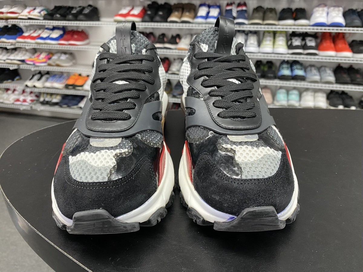 サイズ40 VALENTINO VLTN BOUNCE バウンス スニーカー迷彩 Valentino Garavani VLTN Bounce Camouflage Black Red Sneakers