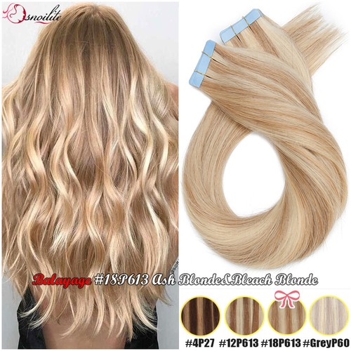 Ombre 40 STCK. DICKES Tape in russischem Remy Echthaar Extensions voller Kopf Haut Schuss - Bild 28 von 45