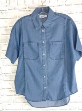 OAT New York Women's Size XS Extra Small Blue Chambray Button Front Shirt