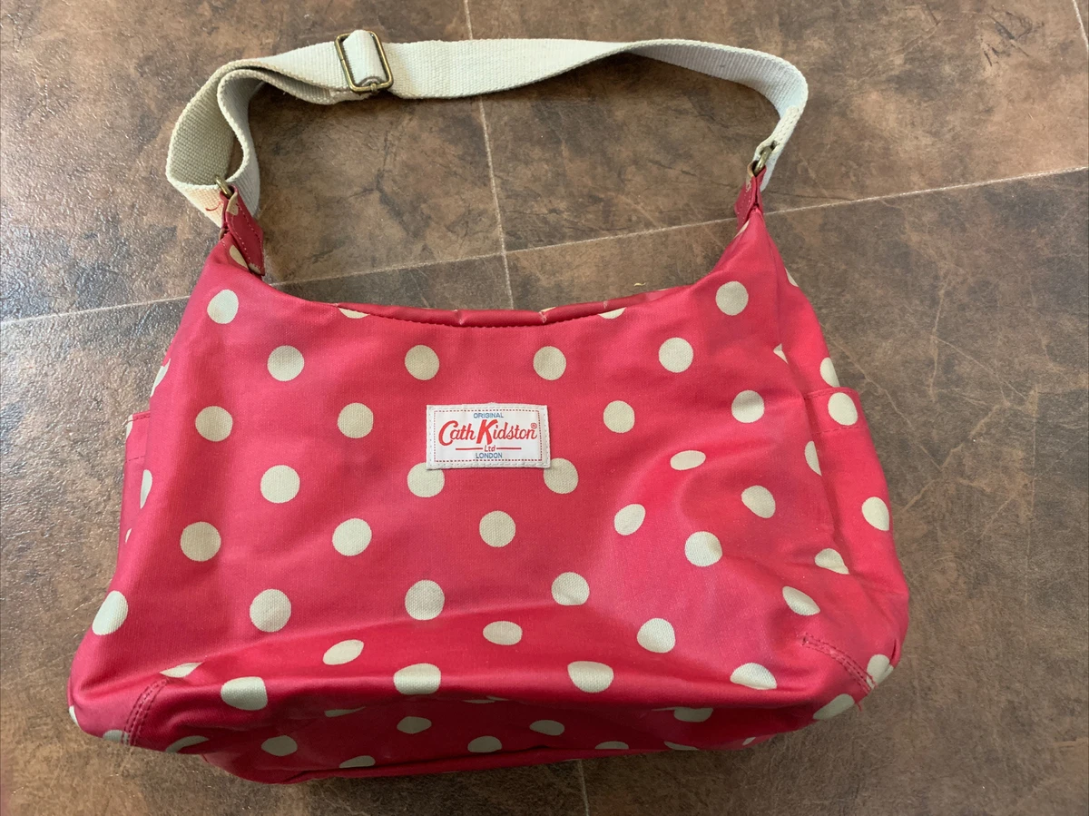 Cath Kidston Red Dot Polka Oil Cloth Handbag Shoulder Bag