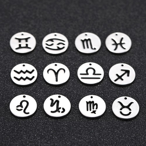 Juego completo de 12 dijes de acero inoxidable para joyería de doce constelaciones de zodiaco - Imagen 8 de 8