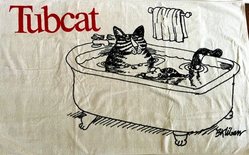 New KLIBAN Cat In Bathtub with Mouse Bath Beach Towel TUBCAT