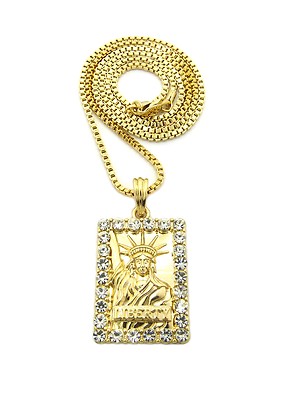 【2plan】24SS★ [LAN ARCHIVE] Broad Stone Necklace Statue of Liberty Stone Bordered Frame Pendant 2mm 24