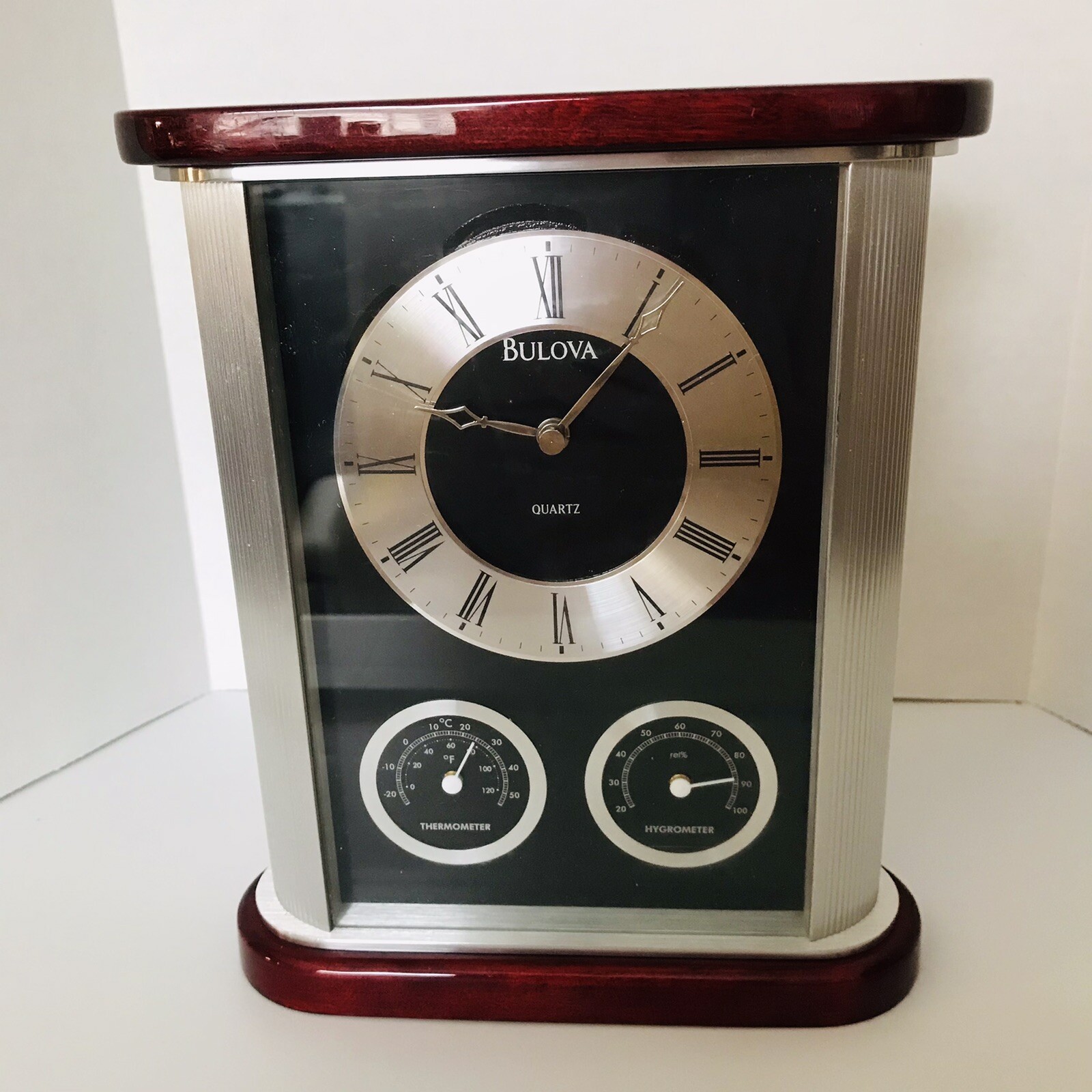 Bulova Belvedere Executive Desk / Mantel Clock /Weather Station B7590