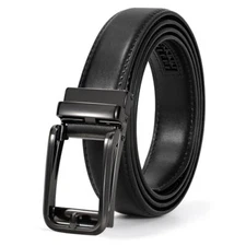 Mens Ratchet Leather Belt Men Casual Dress Belt Automatic Adjustable Click Belts