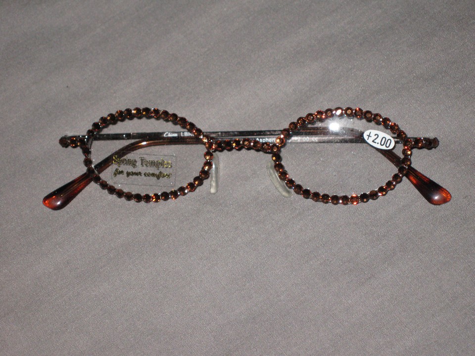 Made with Swarovski Crystal Jeweled Reading Glasses Bling +2.00 Frames