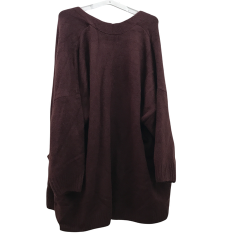 Old Navy Womens Plus Size 4X Long Sleeve Knit Cardigan Open Pockets Burgundy Red - Picture 4 of 7