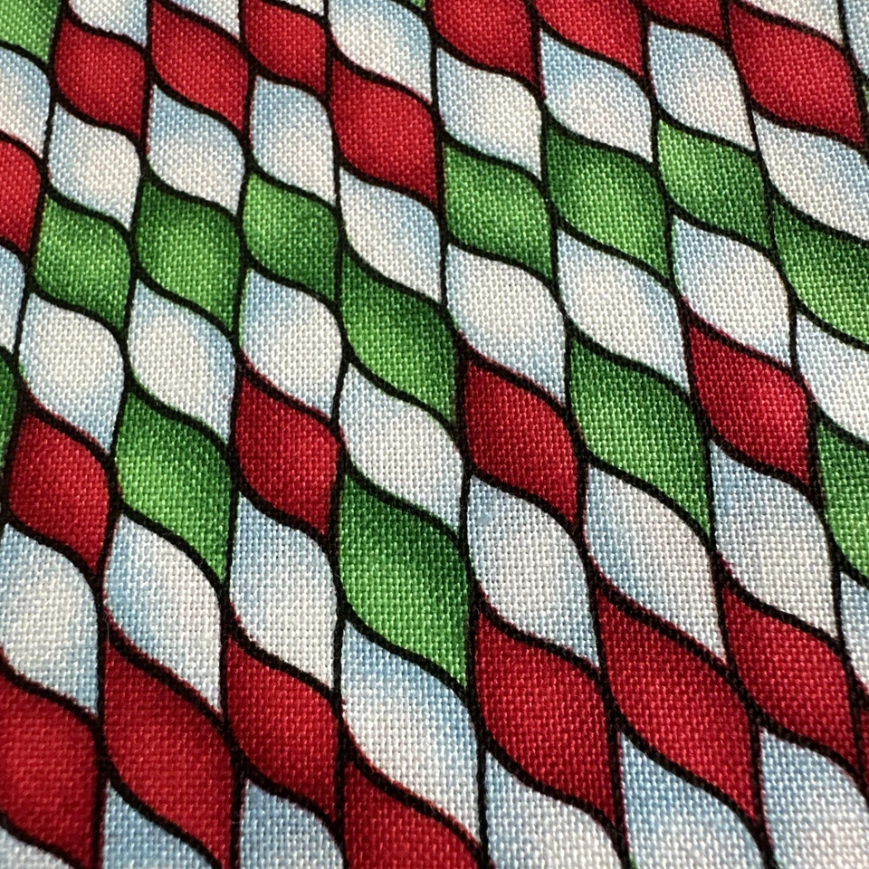 KidStuff Purrfectly Angelic 2.5 Yards Green Red Moda Fabric Candy Cane Stripes - Image 2 of 4