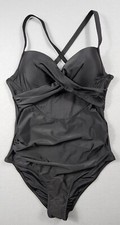 One Piece Swimsuit Women s Large Black Cut Out Twist Criss Cross Back Padded