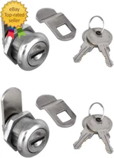 2Pcs Cabinet Cam Lock Keyed Alike Tool Box Locks 5/8" Cylinder for Truck Pickup