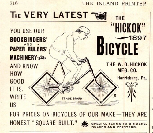 Bicycle Hickok Printing No Free Silver Cartoon + Ad 1897