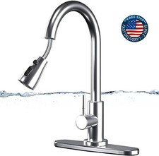 Grifo De Fregadero Agua Con Rociador Desplegable Para Cocina Single Hole Silver