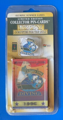 1996 Atlanta Olympic Summer Games Izzy Pin-card #8 Diving Factory Sealed