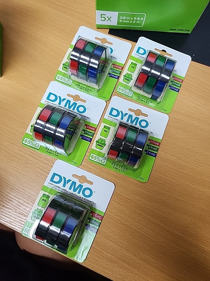 5 Dymo 1741671 Red Green Blue Caption Maker Tape Refill 3/8 W in. x 9.8 L ft New - Image 2 of 4