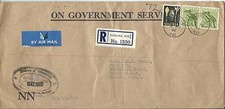On Government Service Ministry of Information envelope Registered Cover to UK 
