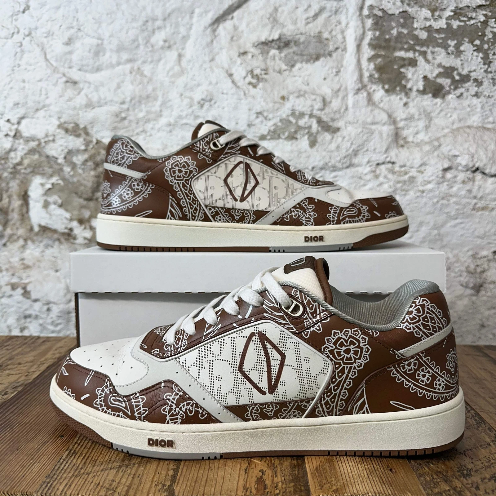 Baskets basses Dior B27 marron cachemire blanc taille 15 (48)