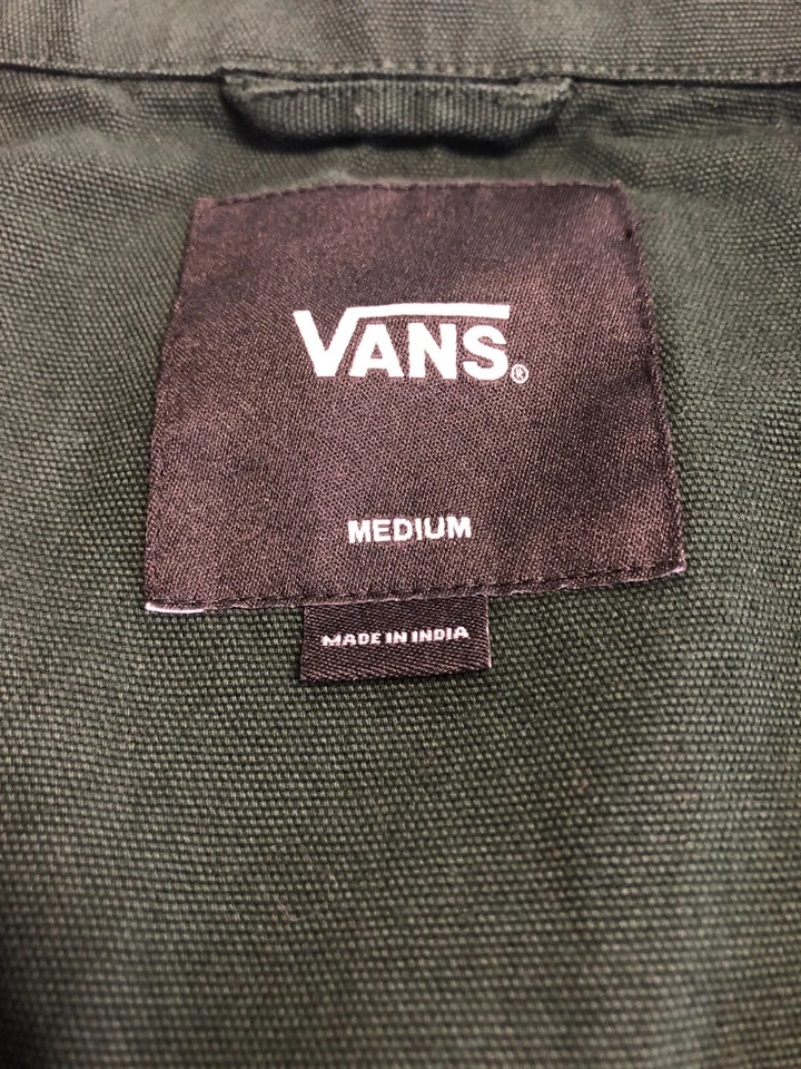 Vans Jacket Mens Medium Forest Green Snap Up Denim Lightweight Everyday Collar - Image 2 of 4