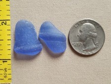 GENUINE BEACH SEA GLASS SURF TUMBLED CORNFLOWER LIGHT BLUE NECK LIP PENDANTS V1