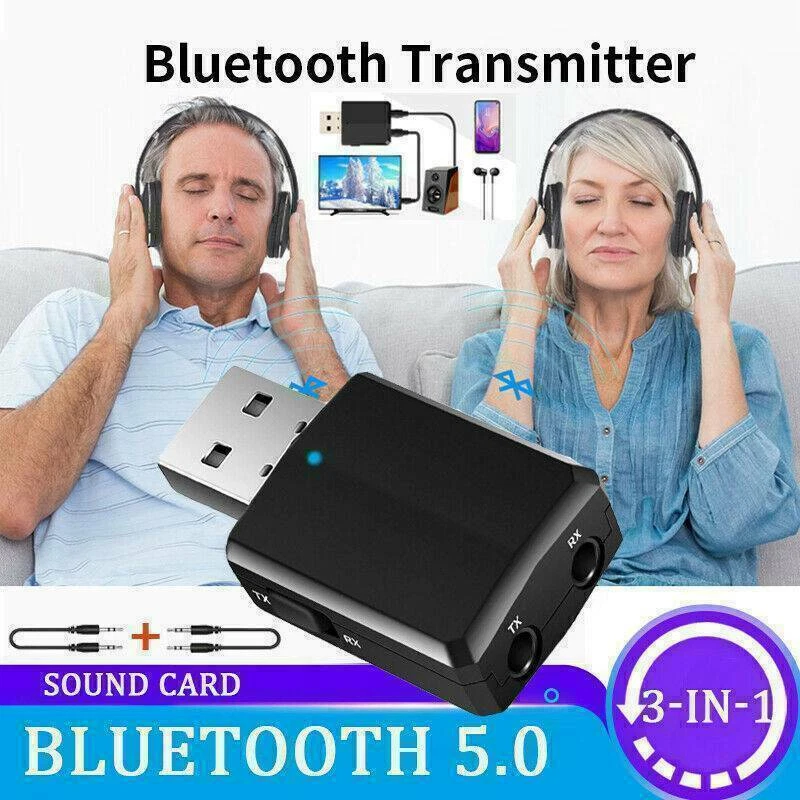 3 in 1 USB Bluetooth 5.0 Audio Transmitter/Receiver Adapter For TV/PC/Car Grace - Image 4 of 4