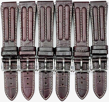Lot of 6 Band Dark Brown Genuine Leather Padded white Stitches 20mm A1 Quality 