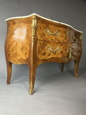 Large Antique Bombe French Chest Cream Marble top Louis XV 2 Drawer Chest