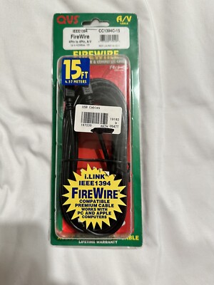 QVS CC1394C-15 15 ft. 4-Pin to 4-Pin Firewire Cable