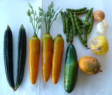 VINTAGE REALISTIC PLAY KITCHEN 24 PC. FOOD CARROTS PEAS ZUCCHINI SQUASH LOOK WOW