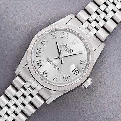 Rolex Midsize Datejust Factory Grey Roman Dial Watch 31mm Steel