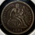 1891 (P) Seated Liberty Dime - Strong VF - Lovely Dark Toning