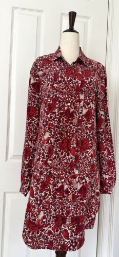 Tory Burch Size 8 Women’s 100% Silk Cora Long Sleeve Floral Shirt Dress Red - Picture 3 of 22