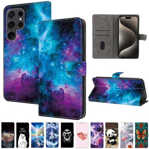 For Samsung S24 Ultra S23 FE S22 S21 Note20 Magnetic Leather Pattern Case Cover - Picture 1 of 34