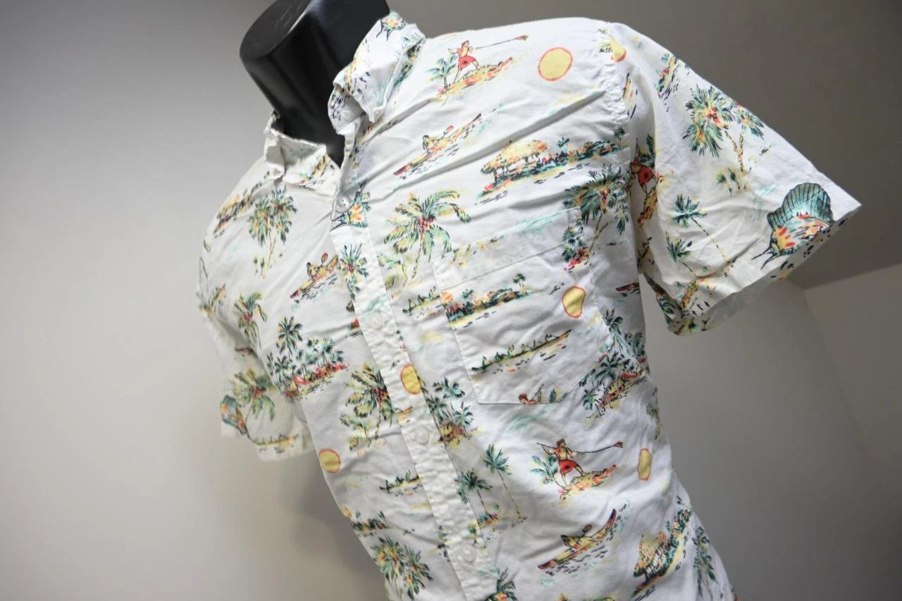 J Crew Slim Fit Dress Shirt Floral Casual Short Sleeve Pocket Mens Sz Medium