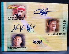 Vince Carter Nick Young Almond 2007-08 Topps Trademark Moves TRIPLE AUTO 13/39