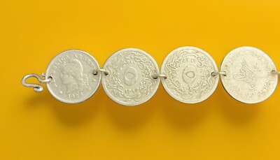 Republica Argentina 8  9-Coin Bracelet 1921, 1928 Ten Centavos Ends, See Photos