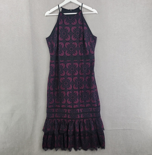 Banana Republic Kleid Damen 12 schwarz Spitze NEU Stufen Neckholder Rüschen Midi Boho
