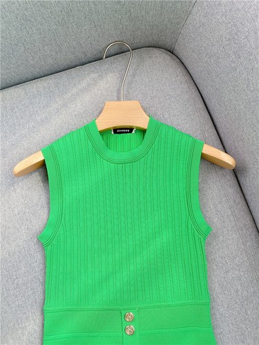 Vestido Sandro sin mangas línea A tejido calce sin mangas mini vestido sin mangas para dama - Imagen 5 de 6