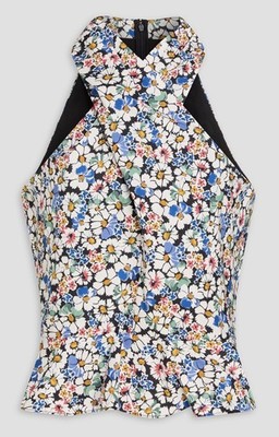 Veronica Beard Drey Floral Peplum Top Halter Women's Size 6