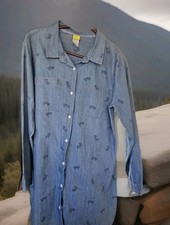 Mickey Mouse Shirt Jerry Leigh 90's VTG Disney Denim Button Long Sleeve Blue XL