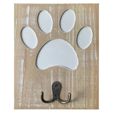 Wood Dog Leash Holder Farmhouse Wall Mounted Leash Hooks Dog Paw Leash Hanger...