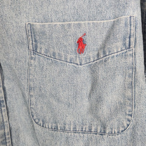 Ralph Lauren Denim Shirt Mens 2XL Button Down Big Red Pony Casual - Picture 3 of 9