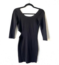 Vintage 90s Y2K BEBE Bodycon Cutout Little Black Dress XS Sexy Goth Witchy EUC