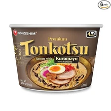 Tonkotsu Ramen Bowls Black Garlic Oil Favor - 3.56 Oz Premium Noodles (6pk)