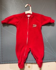 Vintage Carters Blanket Sleeper Red Teddy Bear Small Zip Up 3-6 Month Baby